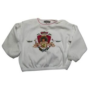 VINTAGE Forenza Sweatshirt Womens Medium White Pink Sport Club‎ Crest Floral 90s